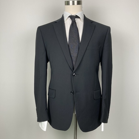 Calvin Klein Mens Suit Jacket Blazer Wool 44S‎ Black Solid Slim-fit E101557 - Picture 2 of 6